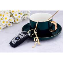 Cute Stainless Steel Gold Initial Letter Keychain For Women Girl, Charms For Key Handbag Backpack Bag, Personalized Gift - 黃金 - 查看 4