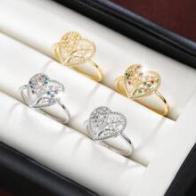 1pc Fashion Christmas Tree Shape Heart Design Cubic Zirconia Women Ring