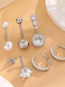 6 Stücke/Set modische & elegante Metall Bauchnabelringe, vielseitig einsetzbar für Party, Strand, Alltag, Geschenk (handgemacht, kann 1-3cm Unterschied geben)