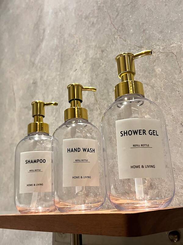 3pcs Refillable 400ml Transparent Bottles, 2025 Bestseller, Empty Bottles, Luxury, Ultra Clear, See-Through Content, Compatible With Shampoo, Conditioner, Shower Gel, Includes 1 Waterproof Label, Suitable For Hotel, Salon, Bathroom