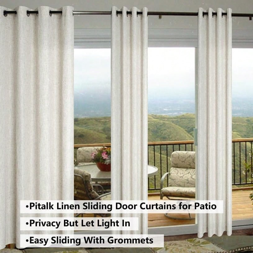Tan Beige Linen Curtains 105 Inches Long For Living Room 2 Panel Sets Grommet Semi Sheer Curtain Drapes For Family Room Patio Glass Sliding Door Doorway Industrial Farmhouse Decor 105 Length - Multicolor - View 1