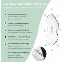 Rodillo facial de masaje y herramientas Gua Sha de acero inoxidable para cuidado de la piel facial, cuello y Body. Reduce la hinchazón y elimina arrugas. - DetalleGuashaSet - Ver 4