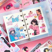 1pc Japanese-Style Retro Cute Cartoon Girl Creative Stickers, Japanese Showa Sticker Book Series, Suitable For Scrapbooks And DIY Creative Projects., School Supplies,Back To School - Multicolor - View 10
