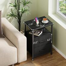 ✨Night Stand Bedside Bedroom, Nightstand Set Of 2 , Night Stand With Storage Shelf & 2 Drawers, End Table|Black|Enhanced Design|Suitable For Pet-Owning Households|Autumn & Winter Heartwarming Gift|Christmas & Halloween Gift|Newly Upgraded Thickened Edition|Thanksgiving Day|Celebration Gifts|NYE Party Gifts|Lunar New Year 2026|New Year's Eve|Valentine's Gifts|Made Me Buy It: Must-Haves To Stock Up On✨ - 黑色 - 查看 2