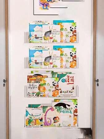 1pc Acrylic Bookshelf, Wall-Mounted Bookcase For Children's Books, Magazines, No Drilling Required, Corridor Display Rack