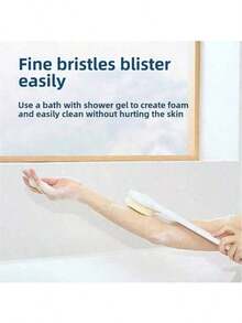 [Healthy Skin Care Plan] 1pc Long Handle Soft Bristle Shower Brush - Ergonomic Bath Brush For Exfoliating, Massaging And Back Cleaning, Body Scrubber To Improve Blood Circulation And Fat Burning, Shower, Bathroom Home Decor, Living Room, Bedroom, Travel, Wedding, Party, Birthday Gifts For Men, Moms, Dads, Friends, New Year, Accessories, Fun Presents - White Plastic Design Unisex, Bathroom Accessory Body Brush | Neutral Colored Bath Brush (Random Color) - Multicolor - View 8