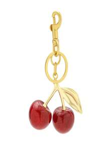 1 Pieza Colgante de llavero en forma de cereza grande de rojo, dije de cereza brillante de resina y metal, accesorio de decoración regalo para novia, mamá, mujer