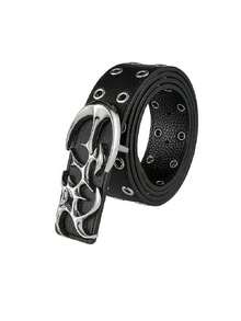 新款Y2K风格不锈钢镂空独特搭扣仿皮腰带，千禧朋克摇滚街头风，适合学校、万圣节、夏季、休闲、商务场合，可作为男友、丈夫、父亲等男士礼物，日常穿着，时尚百搭，适合青少年、户外、度假、运动、旅行、街头、波西米亚风、复古秋季、万圣节秋冬配饰，适合青少年、青年、男士，休闲、户外、运动、度假、毕业礼物、生日礼物、日常穿着