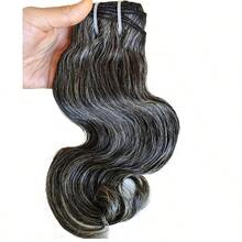 Raw Body Wave Salt And Pepper Gray Human Hair Bundles Unprocessed 8IN Short Grey Human Hair 1 Single Bundle 5+ Years Long Lifespan 50% Grey Mixed 50% Black Color Virgin Hair Weave Weft By Clytie01 - Gray - View 1
