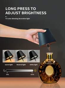 2 peças Lâmpadas de Garrafa Sem Fio, Lâmpadas de Mesa LED Wireless Recarregáveis com Controle de Toque Dimmerável, Adequadas para Lâmpadas de Natal, Bar, Restaurante e Vaso, Preto+Branco