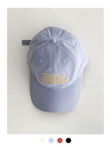 1pc 女士简约蓝色字母棒球帽,春季新款大码加深百搭显小脸,极简软顶鸭舌帽,复古字母鸭舌帽百搭时尚帽子防晒街头风 - 棒球帽 - 查看 19