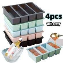 1/4pcs Large Rectangular Ice Cube Mold Set With Lid Stackable Freezer Trays For Bottles Beverages Long Cubes Mould Kitchen Items - Màu hồng có nắp 1 cái - Xem 1