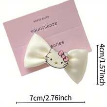 Sanrio 2pcs Hello Kitty Bow Hairclips - Essential For Princess Hairstyle, Cute Cartoon Bangs Accessory, Paired With Soft Color And Adorable Bow, Hello Kitty Decor, Playful Hairstyle Ornament, Perfect Birthday, Graduation And Holiday Gift For Girlfriends And Friends Back To School