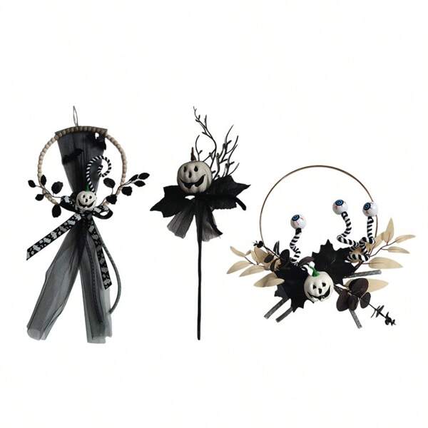 Halloween Pumpkin Branch Party Funny Ghost Headdress Accessories, Holiday Skull Decor Picks