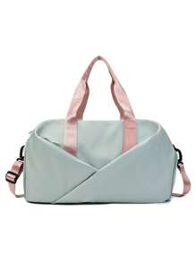 1pc Personalized Women Oxford Cloth Multifunctional Travel Bag, Wet And Dry Separation Gym Bag, Portable Yoga Bag, Trolley Sleeve, Fashionable Shoulder Bag, Embroidery Custom Letter, Foldable Carry-On Luggage, Large Capacity With Separate Shoe Compartment, Suitable For Business Trip, Vacation