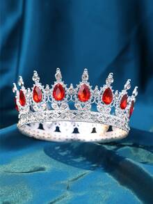 1pc Elegant Women Rhinestone Decor Crown Design Luxury Headband, For Decoration Royal Tiaras