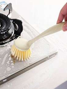 Long Handle Kitchen Cleaning Tool, Grease-Free Soft Bristle Cleaning Scrubber, Ergonomic Plastic Design, Suitable For Pots, Pans, Bathrooms, Toilets, And Bedrooms