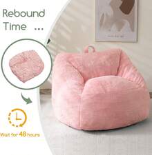 Bean Bag Chair With Filler - Fluffy Lazy Sofa With Handle Soft Stuffed Filling - Comfy Cozy Accent Sofa With Pocket For Dorm, Apartment, Living Room (Pink) - 玫紅色 - 查看 8