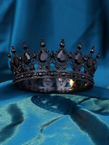 1pc Elegant Women Rhinestone Decor Crown Design Luxury Headband, For Decoration Royal Tiaras