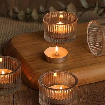 4 pièces/8 pièces Set de lanternes à bougie en verre, supports de bougie de vœux (bougies non incluses), pour centres de table de mariage, fournitures de fête, décoration de maison et supports de bougies de vœux en verre