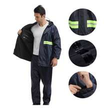 Women's Waterproof Rain Pants Outdoor Rain Jacket Set - Blue - View 3