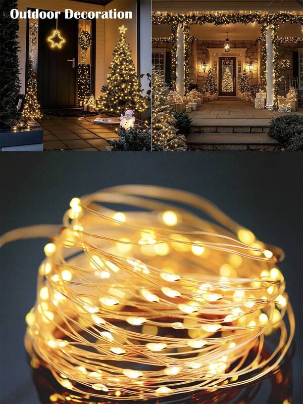 1 pièce 2 pièces 100 cm/200 cm/300 cm/500 cm/1000 cm/2000 cm, 10/20/30/50/100/200 LED, guirlandes lumineuses d'intérieur et d'extérieur, Réf. 20m deux modes, clignotantes, étoiles de Noël, guirlande de lumières féeriques LED en fil de cuivre, éclairage festif pour Noël, mariage, chambre à coucher