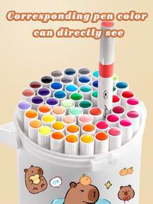 12/24/36/48colors Capybara Acrylic Marker Pen, Art DIY Graffiti Pens,Suitable For DIY Art Painting, Waterproof Quick Drying, Student Art, Animation, Painting And Sketching, Painting Supplies, Back To School,School Supplies,Free DIY Stickers(Two Pens With Different Printing Appearances Are Randomly Sent)