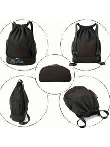 1pc Customized Embroidered Fitness Backpack, Unisex Oxford Cloth Bucket Bag, Large Capacity For Sports Items Storage, Multi-Functional Yoga Gym Bag For Basketball, Football, Portable Fitness Bag, Great Gift For Family, Friends, Valentine's Day, Christmas, Father's Day, Mother's Day, Personalized Birthday Present