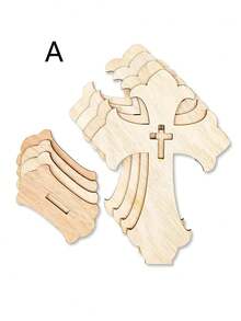 1/6PCS Wooden Crosses Candle Holder Projection Standing Cross, Christian Baptism Table Centerpieces, First Communion Altar Supplies Decor, Home Decor, Desk Accessories, Halloween Decorations - Manufactured Wood, No Electricity Needed. Fall Decor Room Decor Autumn Decor - Beige - View 9