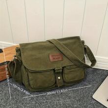 复古 Y2K Hobo 斜挎包，4 种颜色可选，帆布大容量时尚邮差包，适合学校、商务、户外、派对、礼物 - 綠色 - 查看 2