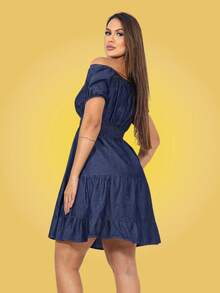 Women Dresses - 深色水洗藍 - 查看 2