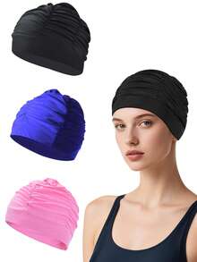 This Is A Women's Large Swimming Cap. Comfortable To Wear Without Restricting The Head. The Design Is Elastic, Soft, And Breathable. It Can Protect Long Hair And Is A Retractable Swim Cap Suitable For All Head Shapes. Very Suitable For Water Sports Such As Swimming, Water Parks, Beaches, Swimming Training, Etc. It Is An Essential Equipment For Swimming And Training. It Is A Great Gift Choice For Family And Friends, Beach Accessories, Pool Float - Multicolor - View 2