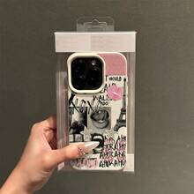 1个TPU材质复古罗马巴黎埃菲尔铁塔拼贴图案手机壳，兼容/智能手机 - 白色 - 查看 3