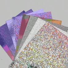 8pcs A4 Mixed Color Cardstock, Including Purple Holographic Reflective Paper, 8.3*11.7 Inch, Thick Card Paper For DIY Crafts, Party Decorations, Gift Packaging, 250GSM School Supplies, Back To School