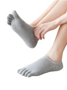 1/4 pares de calcetines de mujer con división de dedos, transpirables y de corte bajo, lisos y sin mostrar los dedos, adecuados para deportes o uso diario