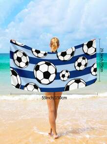 1 Stück Fußball blau gestreiftes Strandtuch, Oversized superweiches Mikrofaser Stranddecke mit starker Wasseraufnahme, geeignet für Reisen, Schwimmbad, Tauchen, Surfen, Yoga, Camping, Strandaccessoire, Strandutensilien, in verschiedenen Farben erhältlich, Poolschwimmer