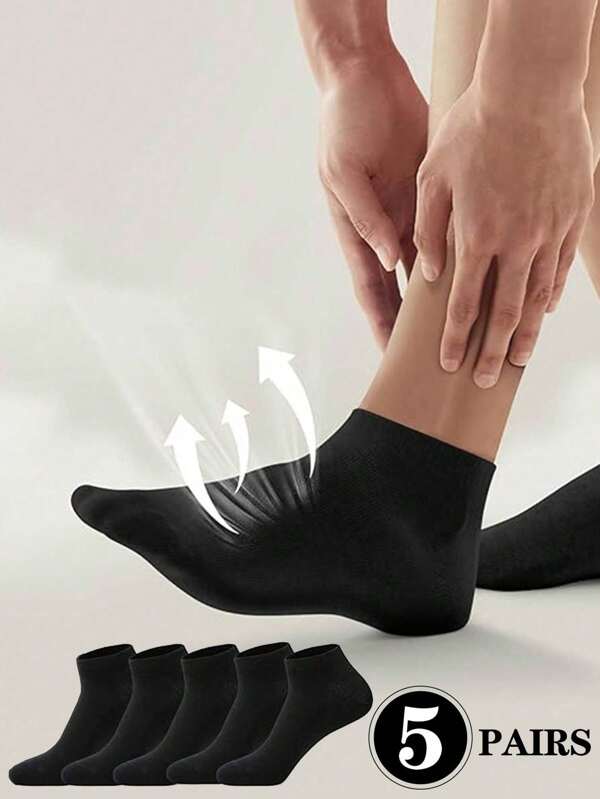 1/5/10 paires de chaussettes fines et respirantes pour hommes, coupe basse, noires, essentielles pour les voyages et les vacances d'été