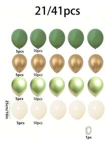 21pcs/41pcs Retro Olive Green Chrome Gold Color Latex Balloon Birthday Party Decor Shower Air Balloon Wedding Celebration Supplies, - Multicolor - View 8