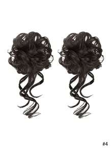 龙须双丸子头合成假发花苞头仿真发圈自然蓬松慵懒神器可爱卷发假发包、发圈、发饰、马尾夹、发圈、发橡皮筋