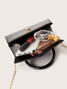 Fashionable Solid Color Mirror Handbag, Elegant Ladies' Business Bag, Suitable For Party Girls, College Students, Brides, Can Be Matched With Party Dresses, Wedding Gowns, Evening Gowns, Tight Skirts, Ideal For Weddings, Gatherings, Banquets, Parties, Balls, And The Best Gift For Women, Also A Great Choice For New Year. , Valentines Gifts - Black - View 7