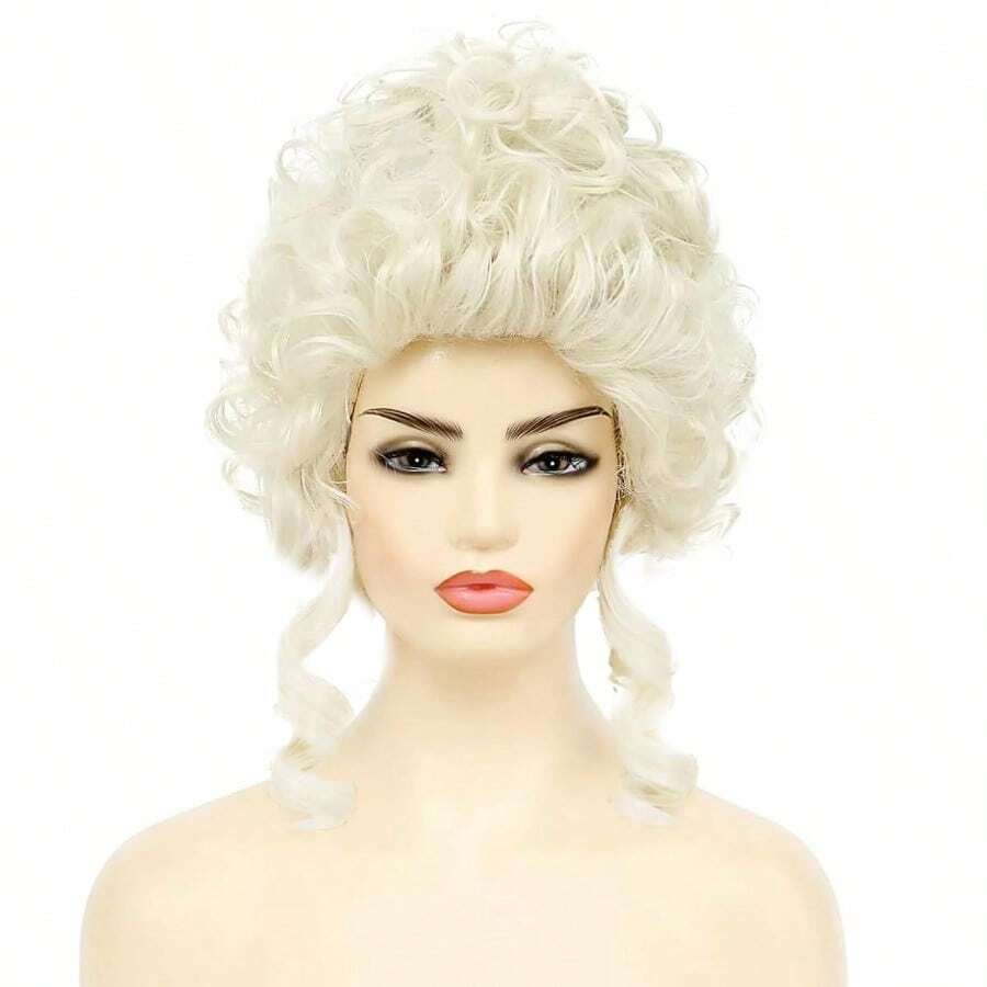 Blonde Wigs Victorian WigShort Vintage Beehive Hair Rococo Costume Cosplay 18th Century Wig Queen Court Heat Resistant Women Halloween Party Wig01 - B-LightGolden - View 1