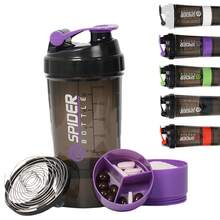 1pc Plastic Protein Powder/Smoothie Shaker Bottle, Sports Water Cup For Fitness - Purple - View 13