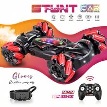 1 Peça Carro de Controle Remoto 2.4GHz, Carro de Manobra Potente 4WD, Design de Navio de Guerra Futurista Recarregável com Luzes Coloridas, Compatível com Sensoriamento de Gestos, Carro de Brinquedo para Crianças e Meninos, Presente de Aniversário