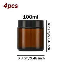 4 piezas de tarros de vidrio marrón con tapas, botellas para mascarillas faciales, contenedores recargables para cosméticos, tarros para ungüentos, contenedores de vidrio grueso de alta calidad para cremas, lociones, velas