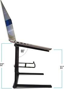DJ Laptop Stand With Travel Bag | Portable Foldable Aluminum Laptop Stand For Laptops Up To 15 Inches And 20lbs | No Assembly Required, Includes Carrying Bag - 黑色 - 查看 6