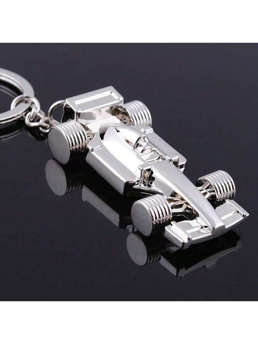 银色赛车钥匙扣，男女通用钥匙扣吊坠，手工汽车装饰和吊坠，学校汽车配件，可爱哥特风 Y2K 圣诞礼物创意 - 銀色 - 查看 1