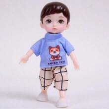 One Piece 6 Inches Cute Baby Dolls, Boy Model 13 Movable Joints Plastic Painted Eyes, For Children Girl Birthday Gift Toys