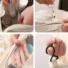 Bolsa de cosméticos portátil - Gran capacidad, ligera, bolsa de almacenamiento de artículos de tocador plegable, equipada con ganchos y cremalleras de lona, es un regalo ideal para el Día de San Valentín, el Día de la Mujer, Navidad, Halloween