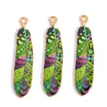 8pcs Mixed Bohemian Style Feather & Dye-Print Metal Small Pendants For Women's Bracelet, Earring, Necklace, Dream Catcher, Keychain