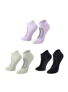 3/5 Pairs Silicone Grip Yoga Socks With Visible Toes Design, Suitable For Pilates, Fitness, Indoor Dance, Skipping Rope, Soft & Comfortable, Durable & Shock-Absorbent